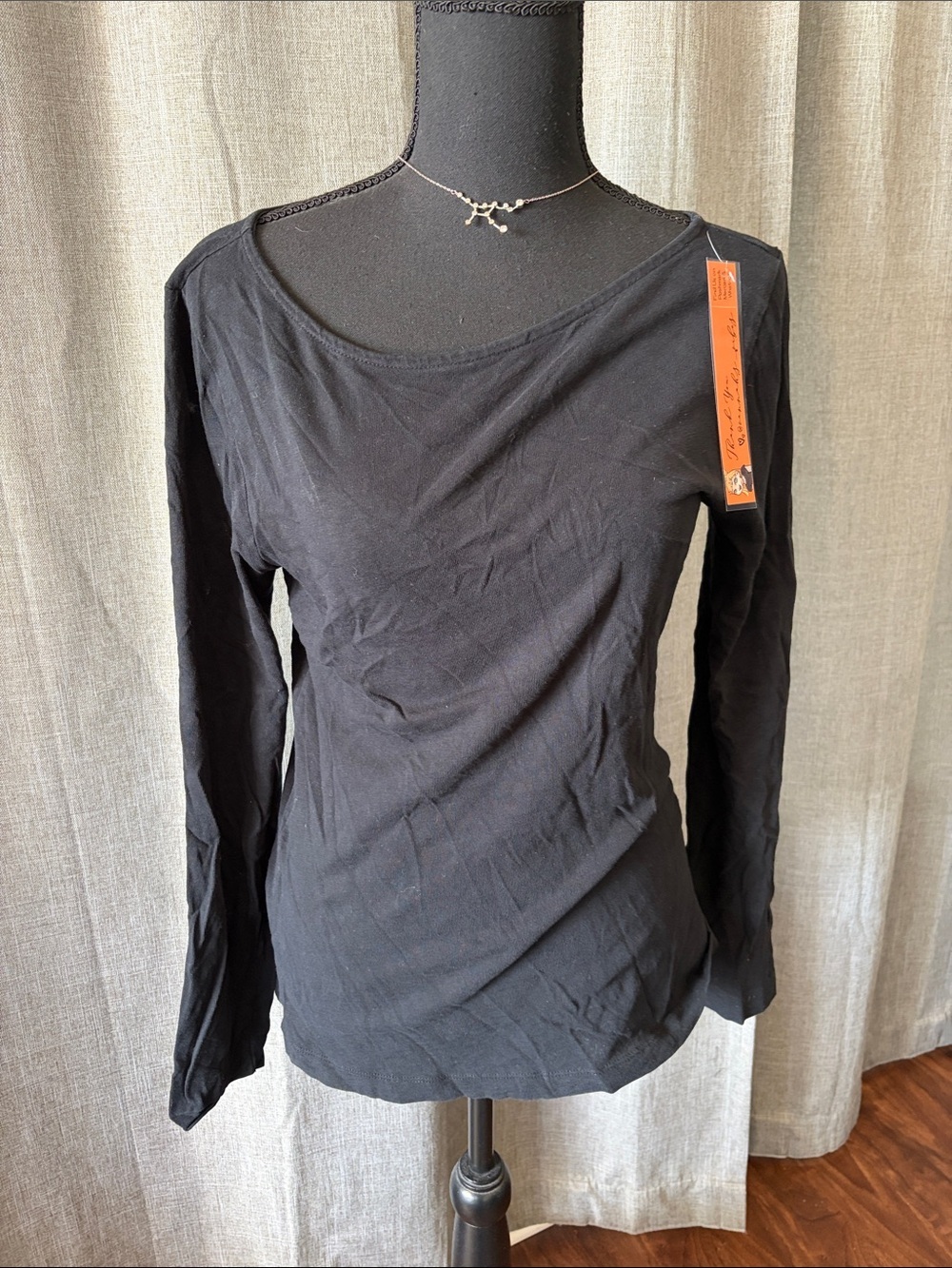J. Crew Black Long-Sleeve Scoop Neck Tee